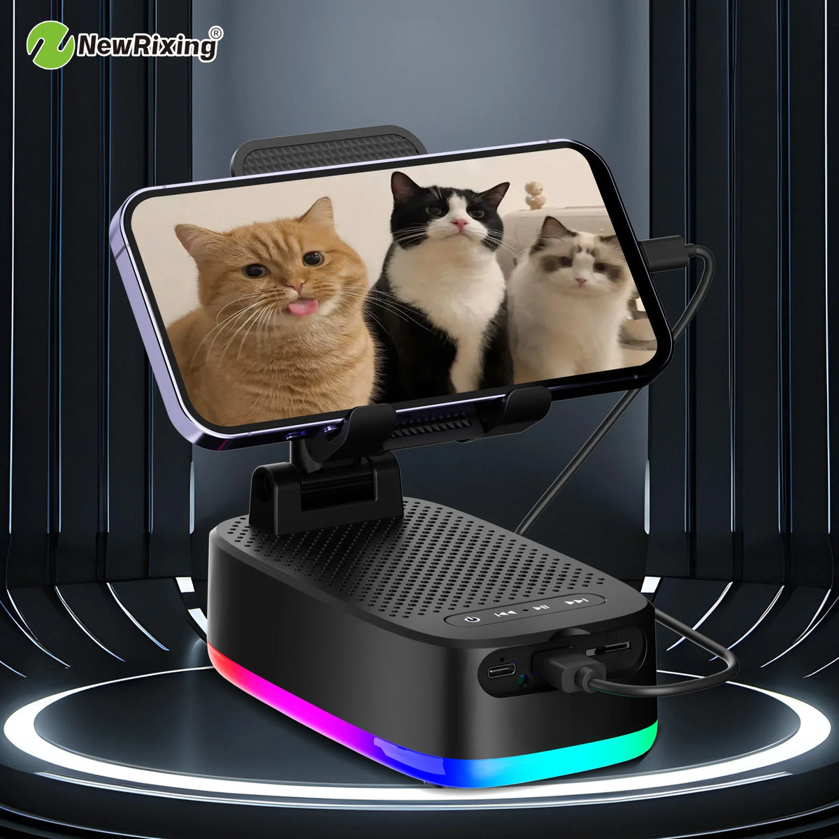 Upgrade Your Desk Setup: The All-in-One Phone Stand, Speaker & RGB Light