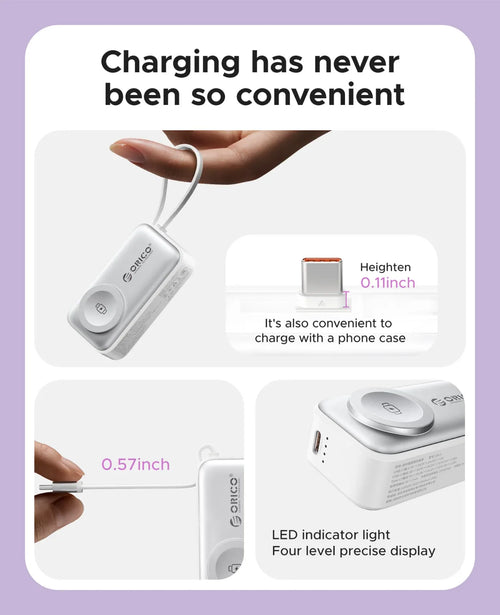 Pocket Capsule Power Bank — Built-In Plug & Cable