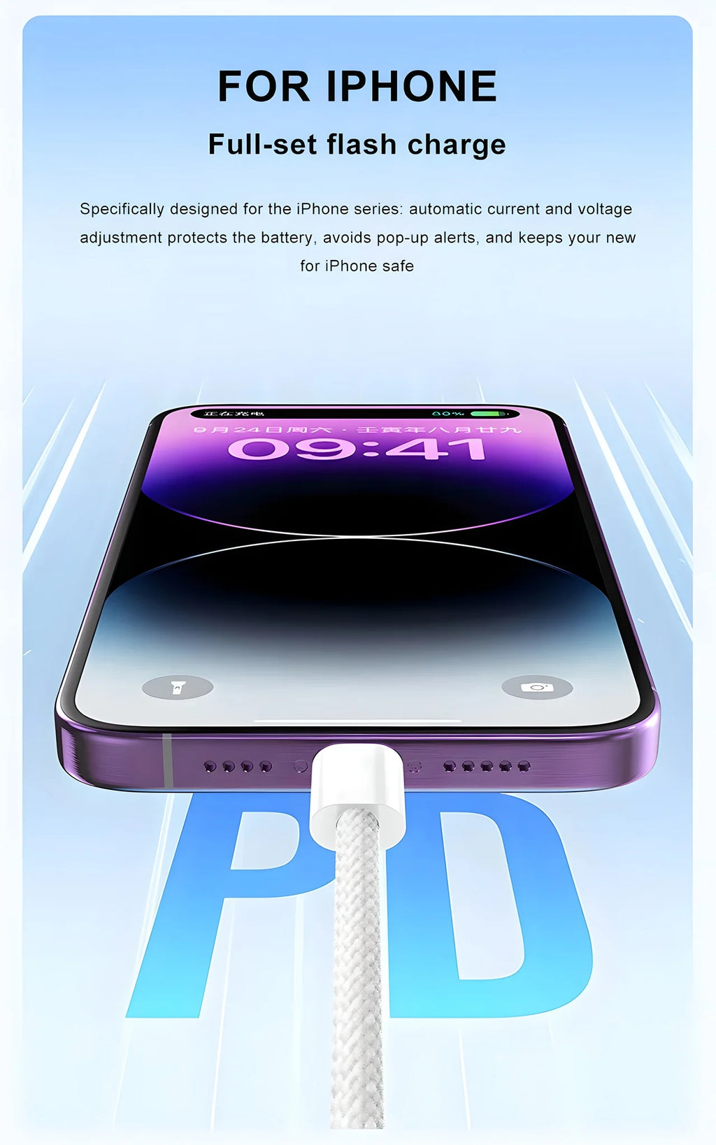 PD 30W Fast Charger For iPhone 14 13 12 11 X XR XS 8 Pro Max Plus Mini iPad Air Fast Charging Cable USB C to Lightning Durable B