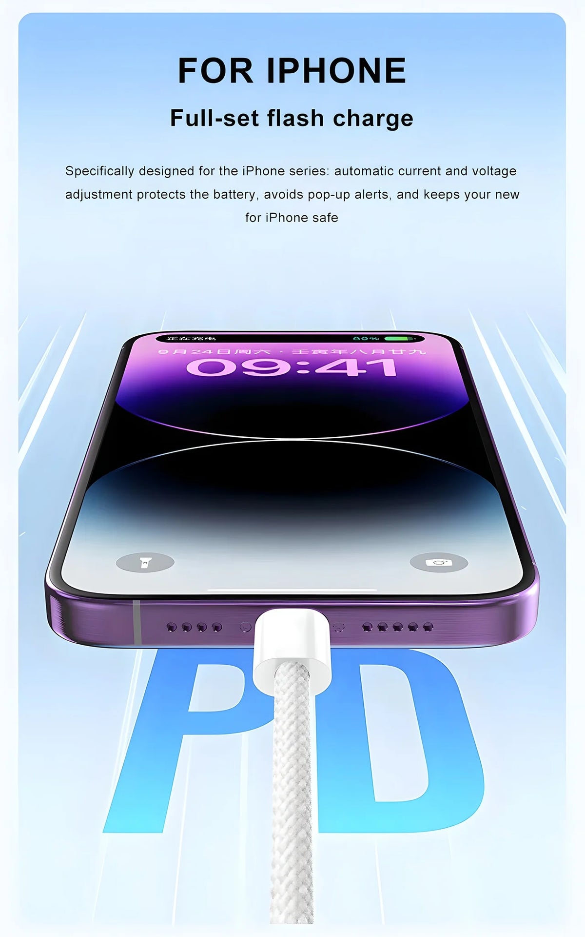 PD 30W Fast Charger For iPhone 14 13 12 11 X XR XS 8 Pro Max Plus Mini iPad Air Fast Charging Cable USB C to Lightning Durable B
