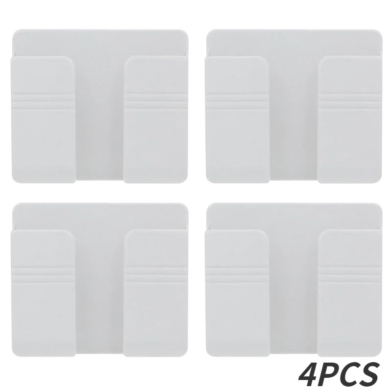 Universal Wall Mount Cell Phone Holder Remote Control Storage Box Multifunction Smart Phone Stand Punch Free Phone Charging Dock