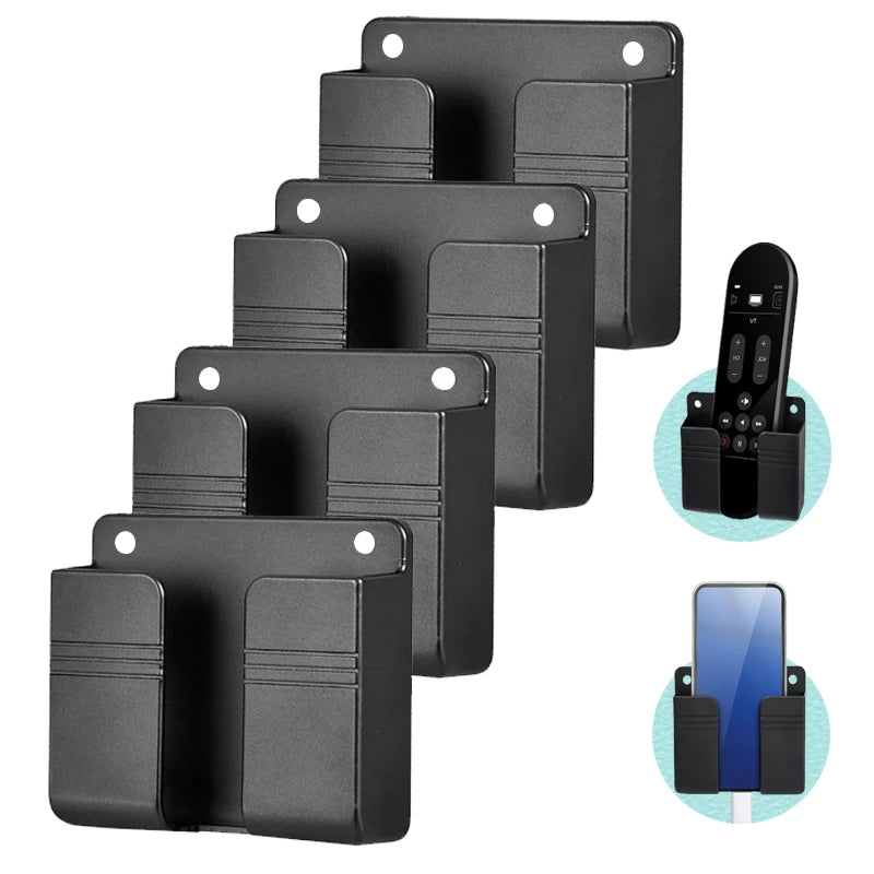 Universal Wall Mount Cell Phone Holder Remote Control Storage Box Multifunction Smart Phone Stand Punch Free Phone Charging Dock