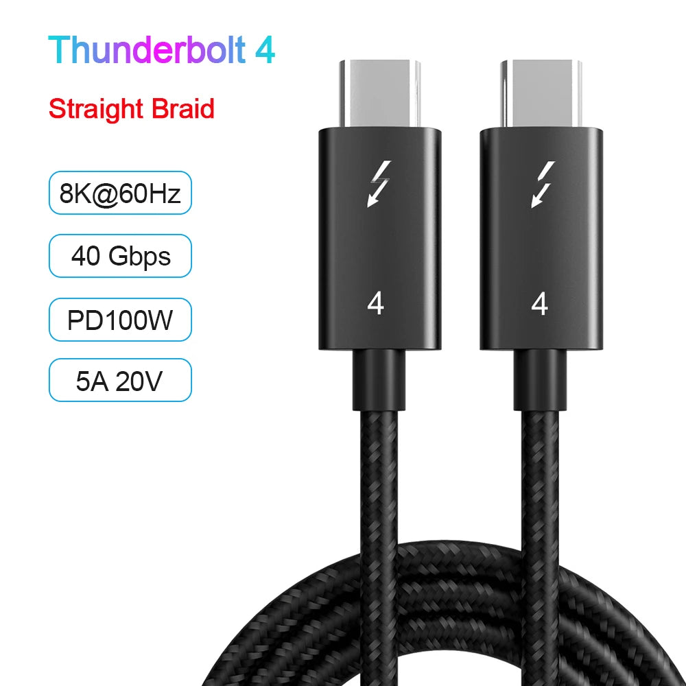 UGOjP Thunderbolt 4 Cable 90 Degree Elbow Right Angle USB4 Cable 40Gbps Data Transfer PD100W Data Cord For EGPU SSD iPad MacBook