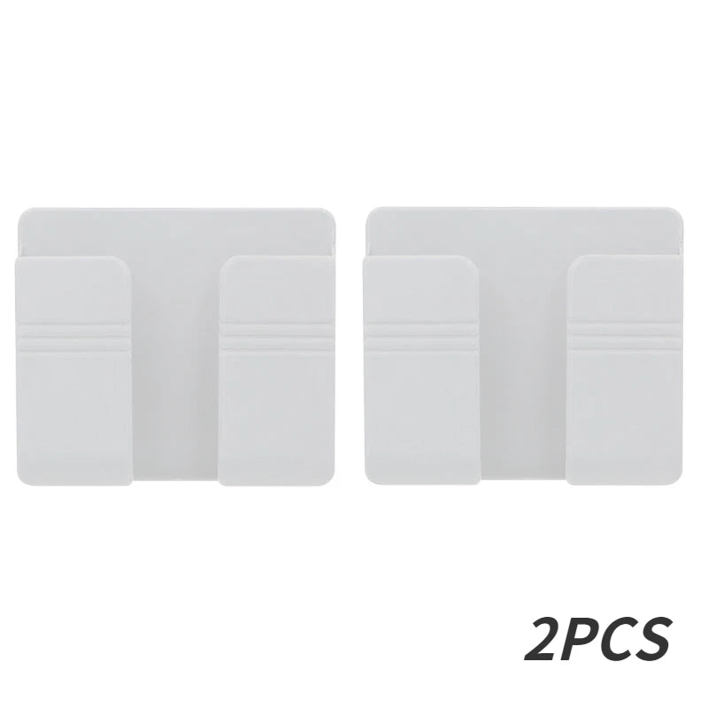 Universal Wall Mount Cell Phone Holder Remote Control Storage Box Multifunction Smart Phone Stand Punch Free Phone Charging Dock