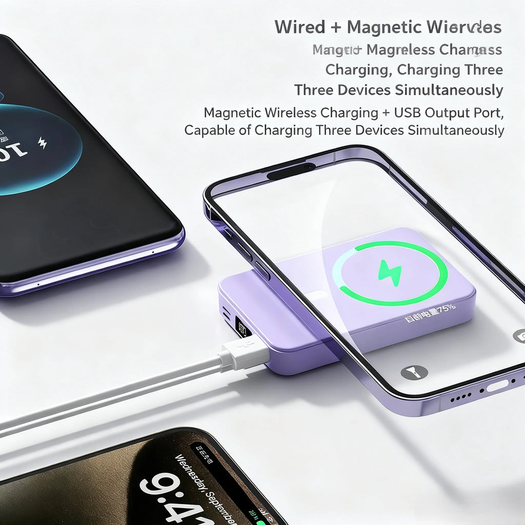Portable Travel Charger with Phone Holder Powerbank for Magsafe iPhone AirPods Pro Wireless Charger External Battery Power Banks