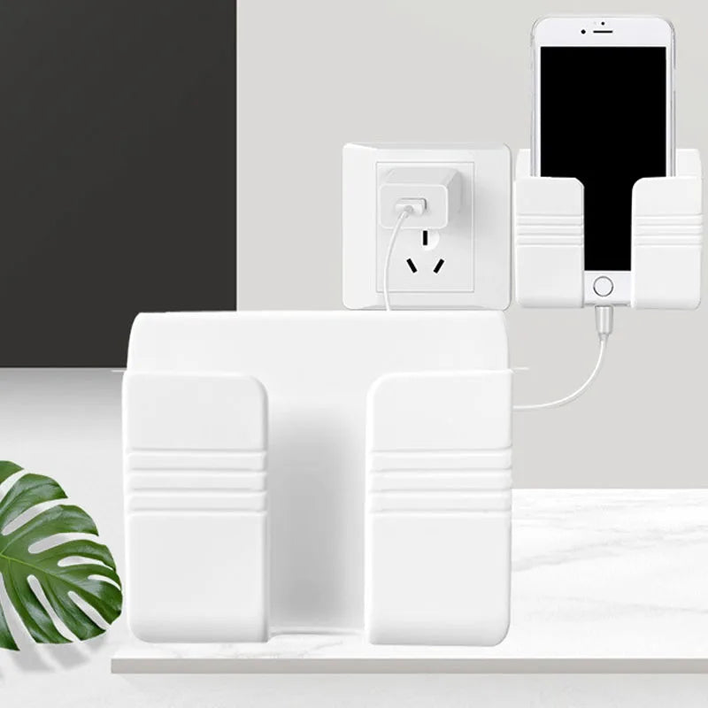 Universal Wall Mount Cell Phone Holder Remote Control Storage Box Multifunction Smart Phone Stand Punch Free Phone Charging Dock