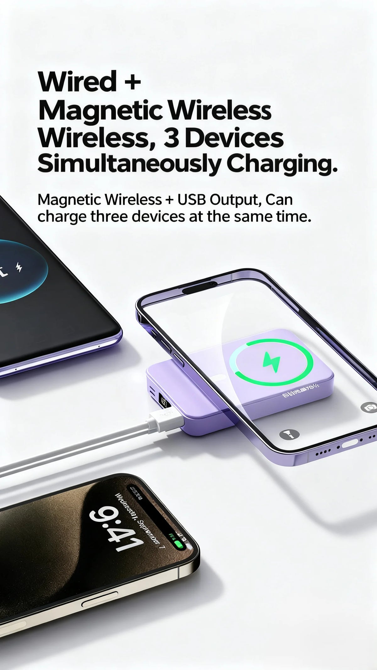 Portable Travel Charger with Phone Holder Powerbank for Magsafe iPhone AirPods Pro Wireless Charger External Battery Power Banks