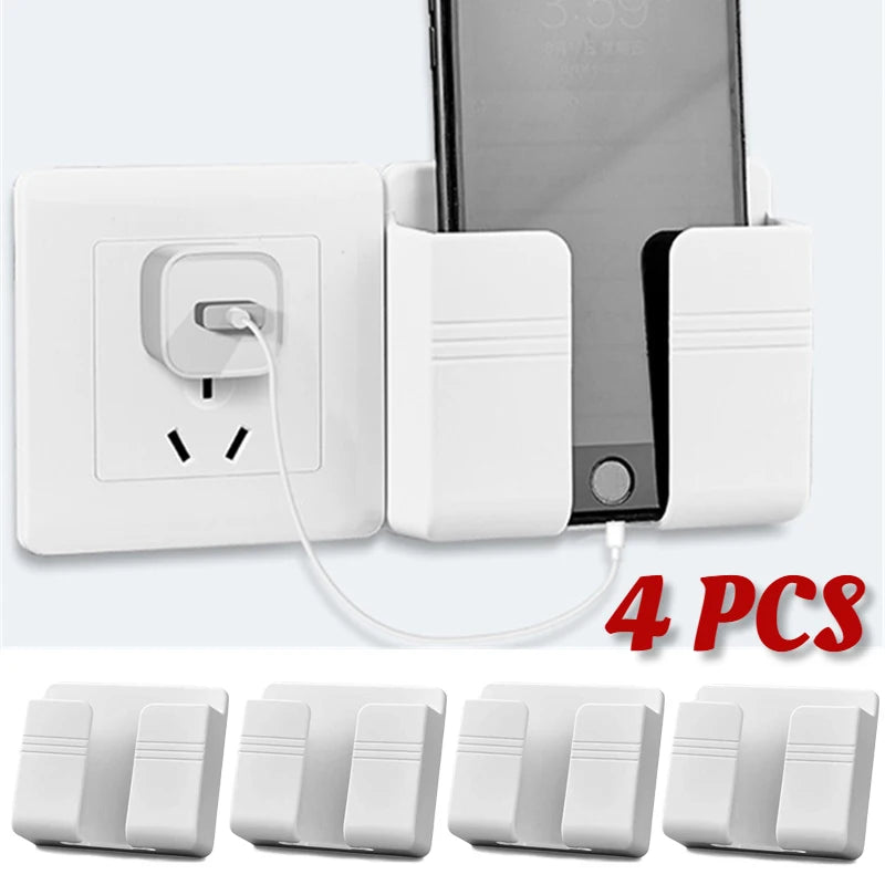 Universal Wall Mount Cell Phone Holder Remote Control Storage Box Multifunction Smart Phone Stand Punch Free Phone Charging Dock