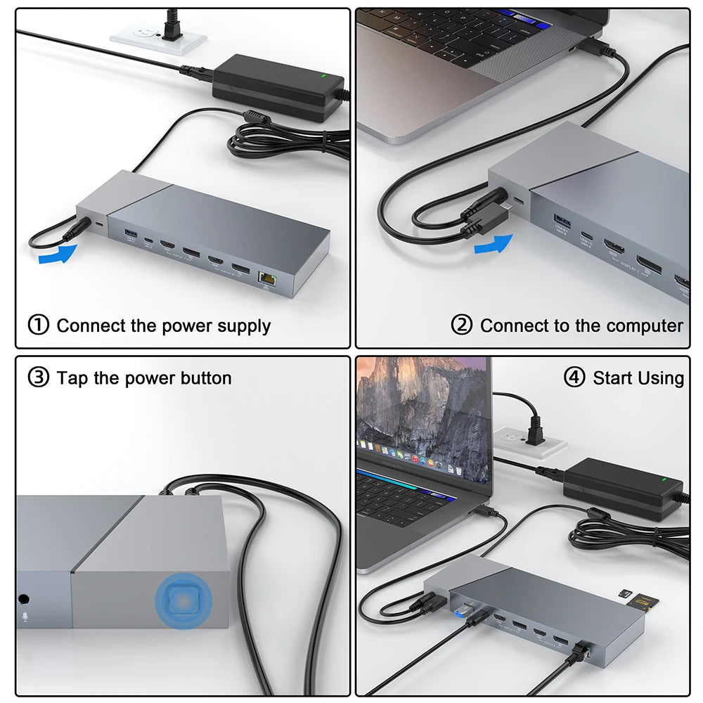 Dual monitor docking TF4.0 type c multi-usb port usb c charging hub