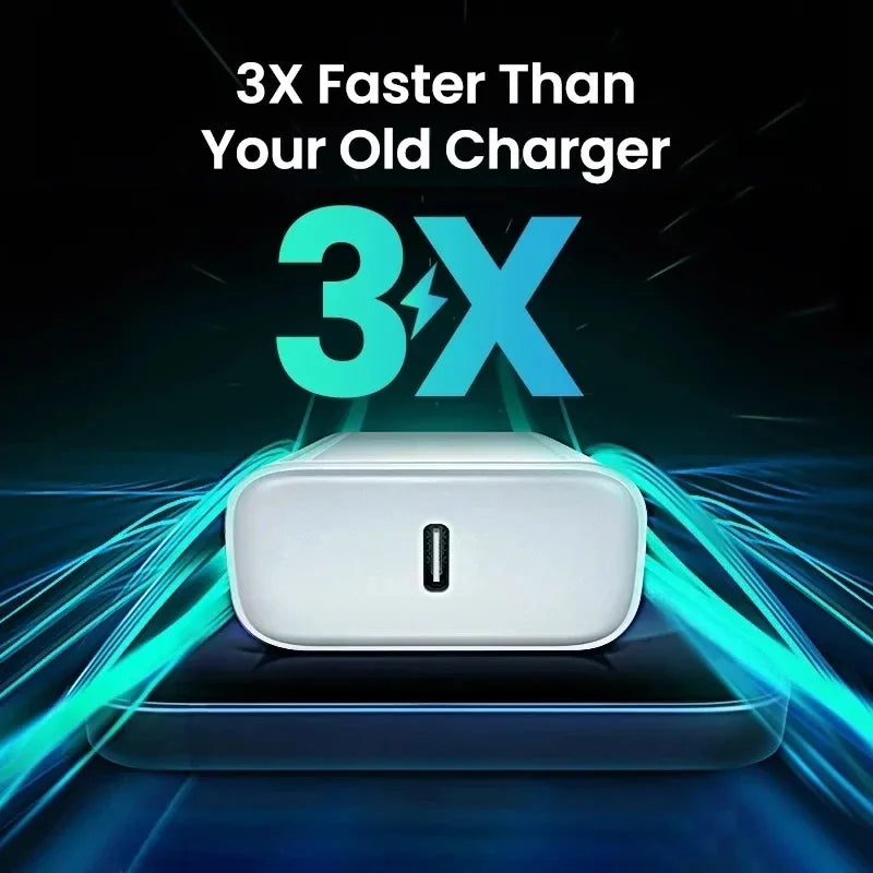 Original PD 40W EU US Fast Charger For iPhone 17 16 15 14 13 11 12 Pro Max Plus Air USB-C Cable Braided Fast Charging Type-C 1M