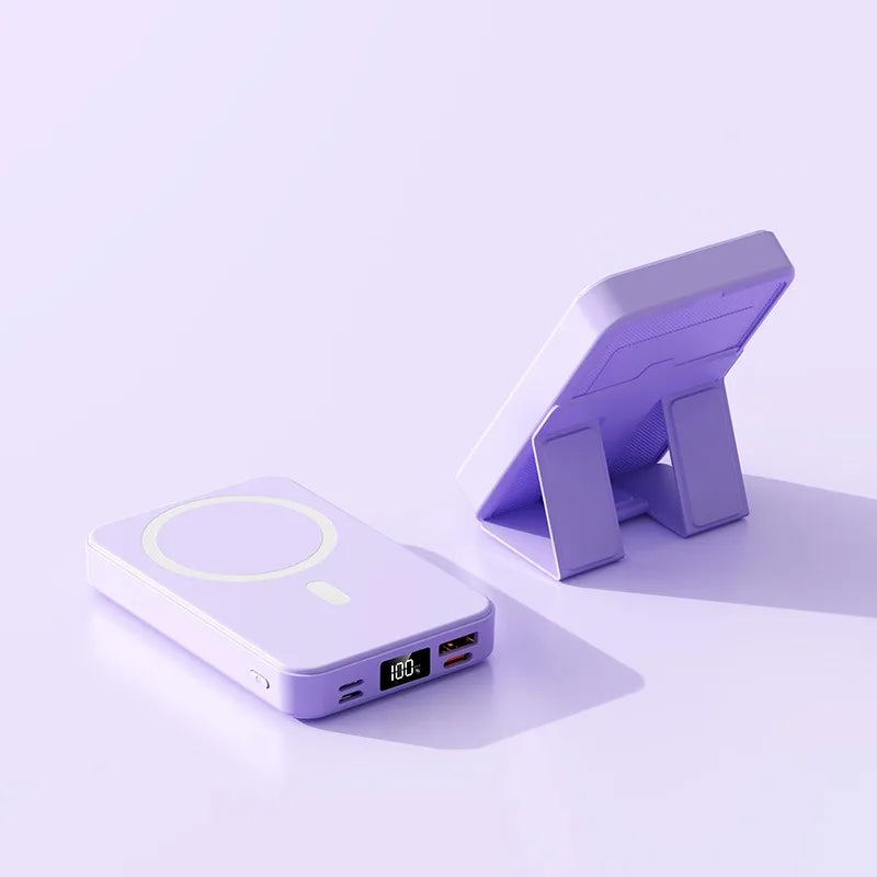 Portable Travel Charger with Phone Holder Powerbank for Magsafe iPhone AirPods Pro Wireless Charger External Battery Power Banks