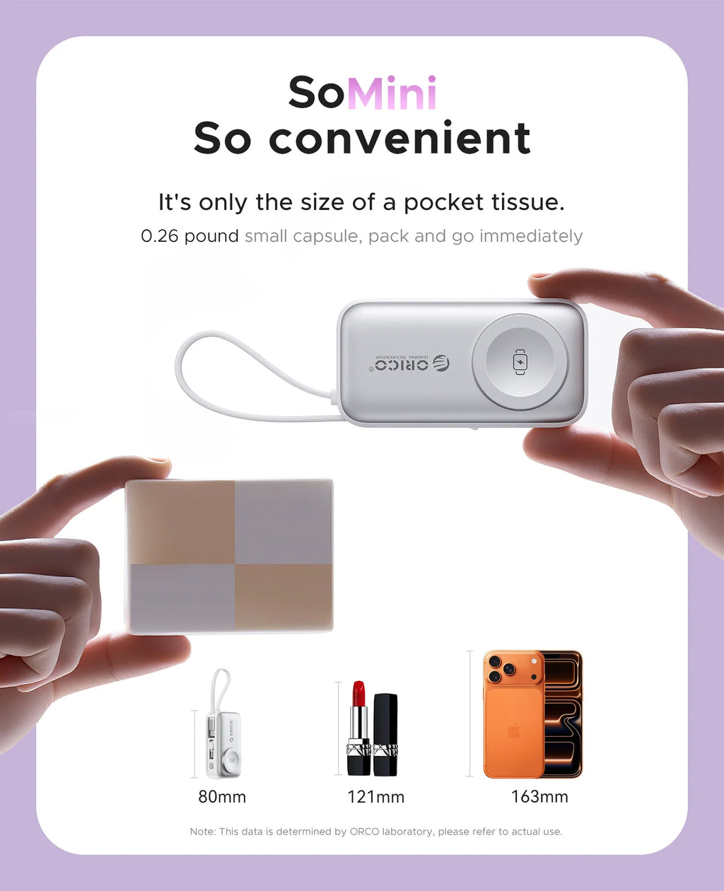 ORICO 5000mAh Mini 4‑in‑1 Capsule Power Bank 22.5W Fast Charger Built‑in Cable Foldable Plug Portable External Battery For iPhon
