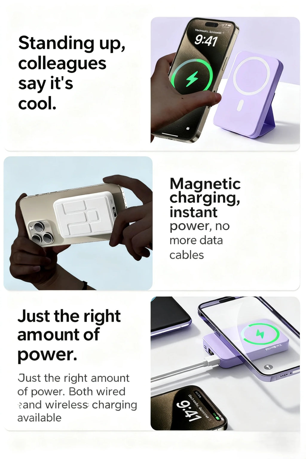Portable Travel Charger with Phone Holder Powerbank for Magsafe iPhone AirPods Pro Wireless Charger External Battery Power Banks
