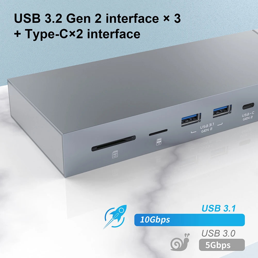 Dual monitor docking TF4.0 type c multi-usb port usb c charging hub