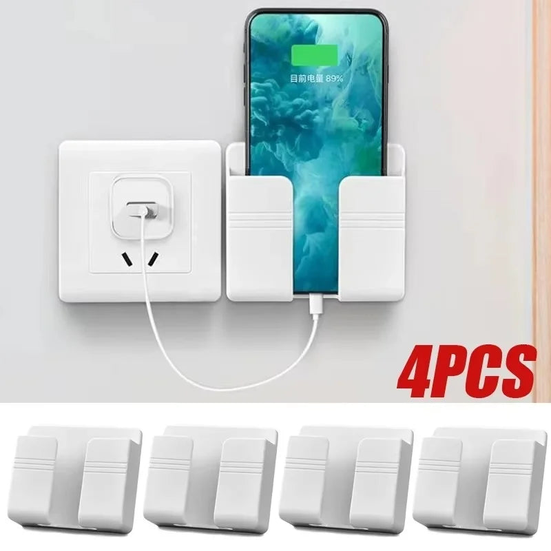Universal Wall Mount Cell Phone Holder Remote Control Storage Box Multifunction Smart Phone Stand Punch Free Phone Charging Dock