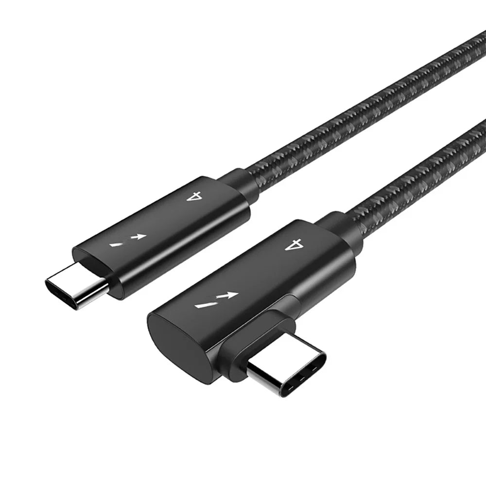 UGOjP Thunderbolt 4 Cable 90 Degree Elbow Right Angle USB4 Cable 40Gbps Data Transfer PD100W Data Cord For EGPU SSD iPad MacBook