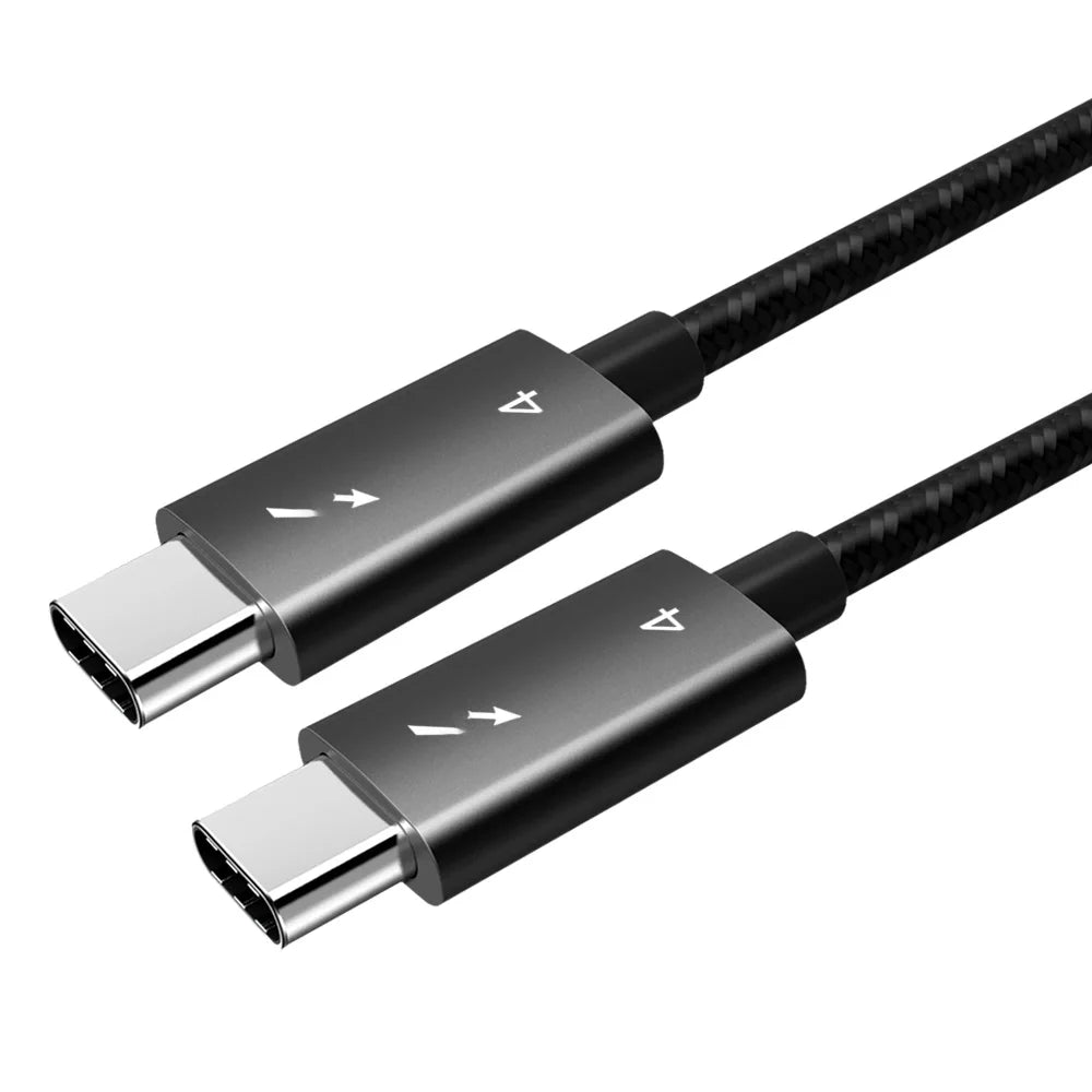 UGOjP Thunderbolt 4 Cable 90 Degree Elbow Right Angle USB4 Cable 40Gbps Data Transfer PD100W Data Cord For EGPU SSD iPad MacBook