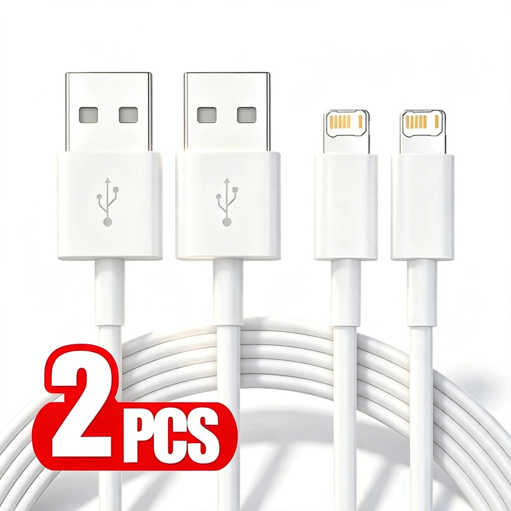 2PCS 1M Fast Charging Cable For iPhone X XR XS Max 11 12 13 Mini 14 Pro Max 6S 7 8 14 Plus USB-A Rapid Charge Phone Data Cables