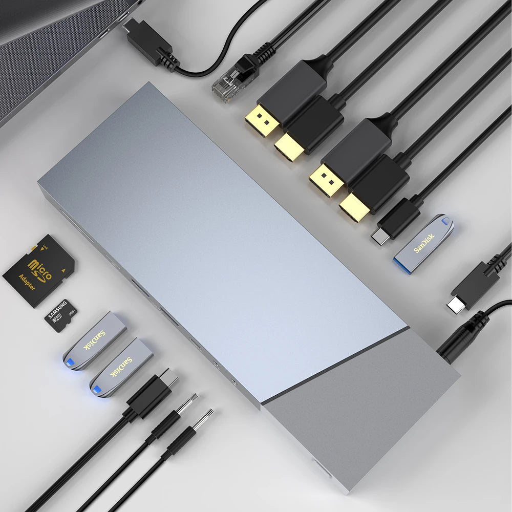 Dual monitor docking TF4.0 type c multi-usb port usb c charging hub