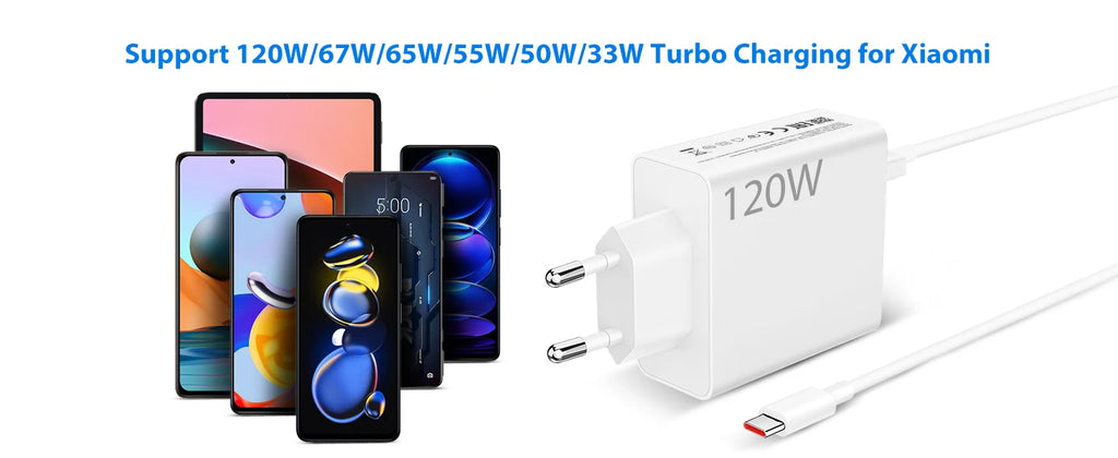 120W Fast USB Charger for Xiaomi 11 12 13 14 Redmi Note 11T 12 12T 13 14 Pro POCO F4 F5 X4 X5 X6 Type C Turbo Charging 6A Cable