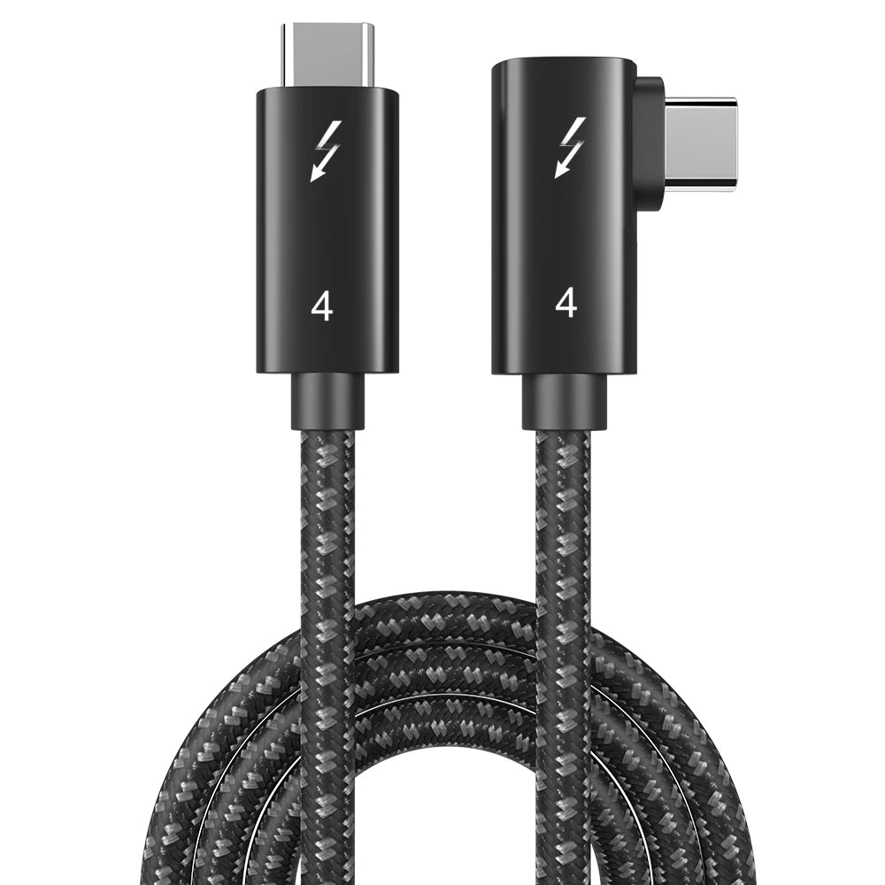 UGOjP Thunderbolt 4 Cable 90 Degree Elbow Right Angle USB4 Cable 40Gbps Data Transfer PD100W Data Cord For EGPU SSD iPad MacBook