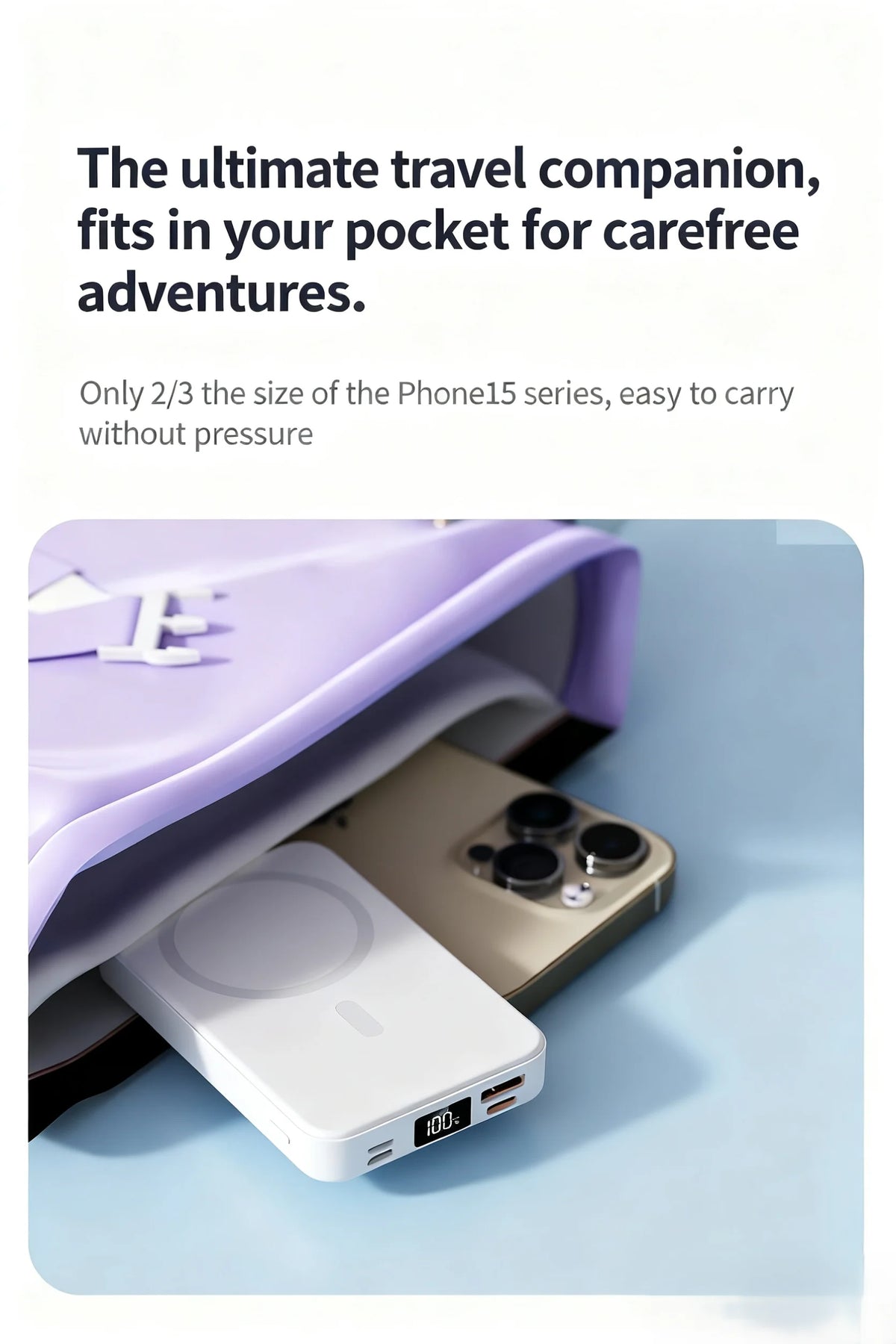 Portable Travel Charger with Phone Holder Powerbank for Magsafe iPhone AirPods Pro Wireless Charger External Battery Power Banks