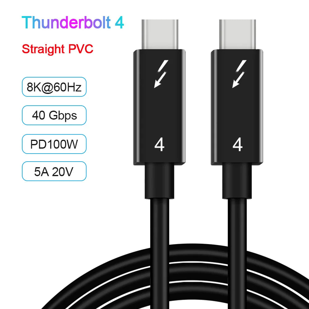 UGOjP Thunderbolt 4 Cable 90 Degree Elbow Right Angle USB4 Cable 40Gbps Data Transfer PD100W Data Cord For EGPU SSD iPad MacBook